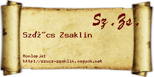 Szűcs Zsaklin névjegykártya